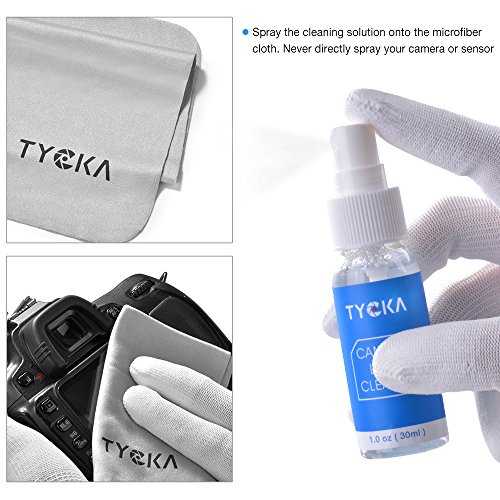 TYCKA Camera Cleaning Kit TK004 (with Waterproof Bag), 30ml Non-Toxic Alcohol-Free Cleaning Solution, Improved uni-Body air Blower, lenspen, Microfiber Cleaning Cloth for DSLR, Lens and Electronics