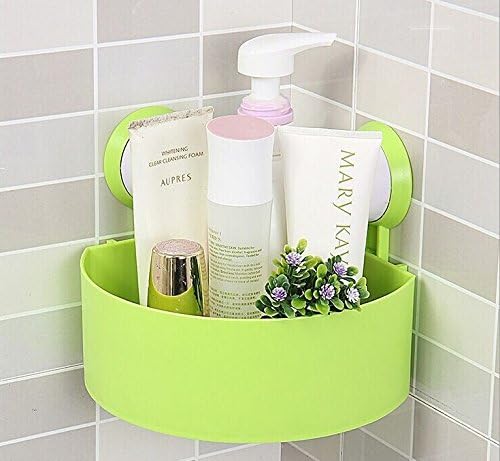 Rainbow Love Strong Sucker Tripod Triangle Bathroom Corner Shelving Shelf Storage Racks for Bathroom Toilet Kitchen (Green)