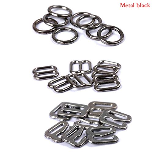 Buckles - 20pcs 6mm~25mm Metal/Plastic Bra Strap Adjustment Buckles Underwear sliders Rings Clips For Lingerie Adjustment DIY Accessories - (Size: 25mm, Color: Plastic black) - Thumbnail 2