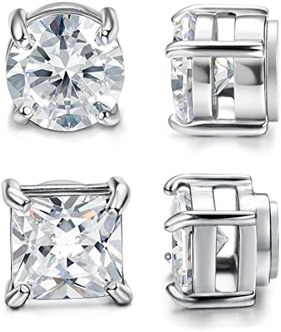 Jstyle 2 Pairs Stainless Steel Magnetic Stud Earrings