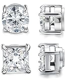 Jstyle 2 Pairs Stainless Steel Magnetic Stud Earrings for Men Women Non-piercing CZ 4-10mm