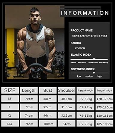 Aook Gym Hoodie Men Bodybuilding Stringer Tank Top Muscle Sleeveless Shirt Tank Tops Sports Outdoors