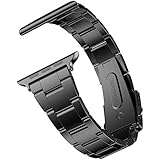 Apple Watch Band, JETech 42mm Stainless Steel Strap Wrist Band Replacement w/ Metal Clasp for Apple Watch All Models 42mm (Black) - 2106