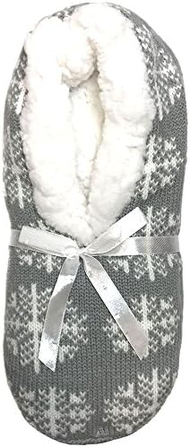 Charles Albert Womens Cozy &amp; Comfortable Womens Slipper Socks All Sizes (Medium/ Large - Fits Shoe Sizes 8-10.5, Grey/White Snowflakes)