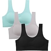 Suekaphin Girls Training Bra Padded Soft Cami Bras for Girls Vest Bralette with Removable Pads Pack of 3