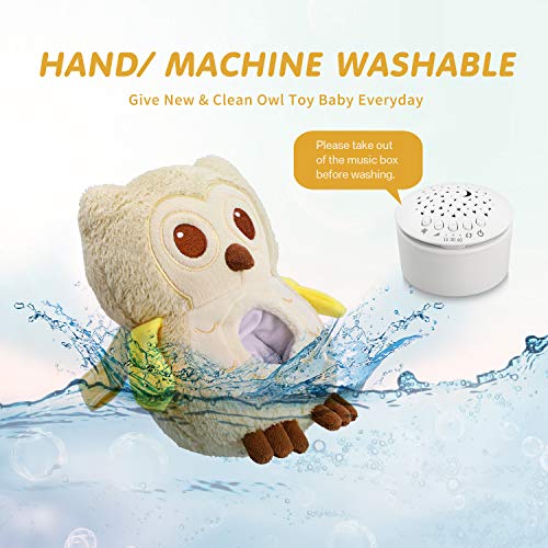 BEREST Baby Sleep Soother Owl, Lullabies & Shusher White Noise Machine Sound Soother, Nursery Decor Night Light Projector, Toddler Crib Sleep Aid, Baby Shower Gifts Portable Owl Plush Toy
