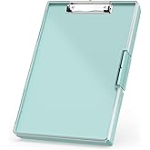 Rimilak Plastic Clipboard with Storage, Side Opening with 2 Compartment, Size 13.3 x 9.4 x 1.5 Heavy Duty High Capacity Nursing Box for Work School & Office Supplies, Dark Green