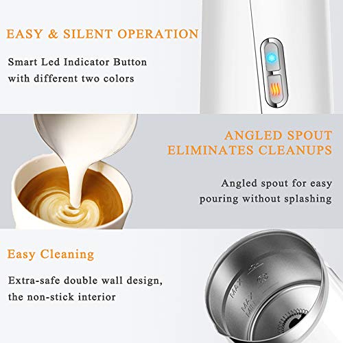 Milk Frother, Huogary Stainless Steel Milk Steamer with Hot & Cold Milk Functionality, Automatic Foam Maker For Coffee, Latte, Cappuccino, Electric Milk Warmer, Silent Operation