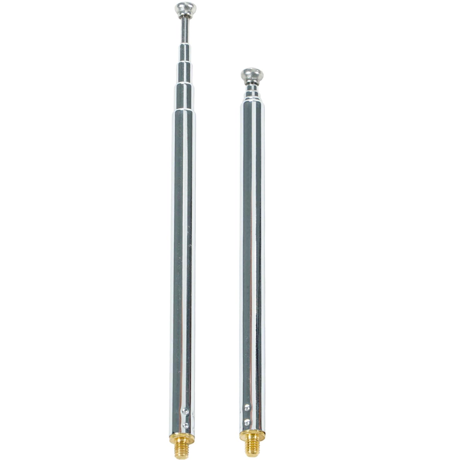 Fohevers 2 Pcs 5 Sections Telescopic Antenna External Thread M3 Connector for AM/FM Ariels Radio HD DAB Stereo Reception Home Theater Receiver