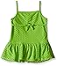 Youngland Girls' Green Crochet Knit Tank with Drop Waist Flower Applique and Polka Dot Legging