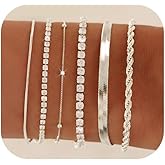 Gold Bracelets for Women 14K Gold Plated Stack Trend Bracelets Charm Paperclip Chain Cuban Link Layered Waterproof Bracelet Dainty Bracelet for Women Jewelry Gifts