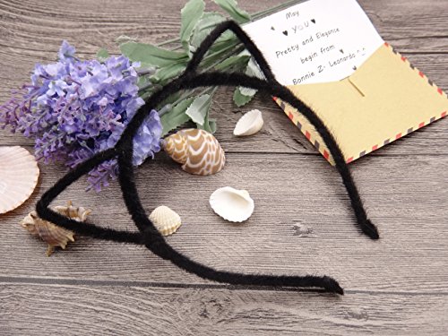 Bonnie Z. Leonardo Ladies Girls Women Black Cat Ears Headband Furry Black 1pcs