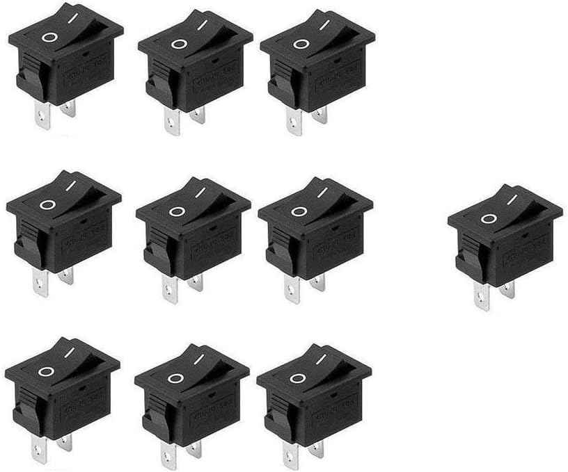 Photo 1 of 10 Pcs Black Mini 10x15mm 2 Pin SPST ON-Off Rocker Switch 3A 250V 6A 125V Case s654, Toggle Switches, Industrial Switches