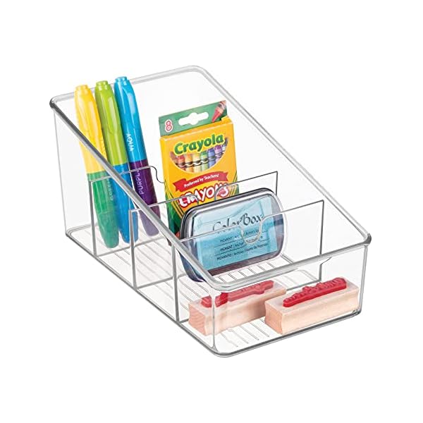 iDesign-77650-Linus-Kitchen-Organizer-Bin-For-Food-Storage-CondimentDressing-Pouches-Clear iDesign Divided Storage Container, Fridge Organiser, BPA-free Clear Drawer Organizer for Kitchen, Fridge and…