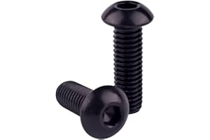 VAMUOEFL 3/8-16 x 1" Button Head Socket Cap Bolts Screws (1/4" to 2" Available), 304 Stainless Steel 18-8, Black Exterior Finish, Allen Hex Drive, Fully Thread,5Pcs
