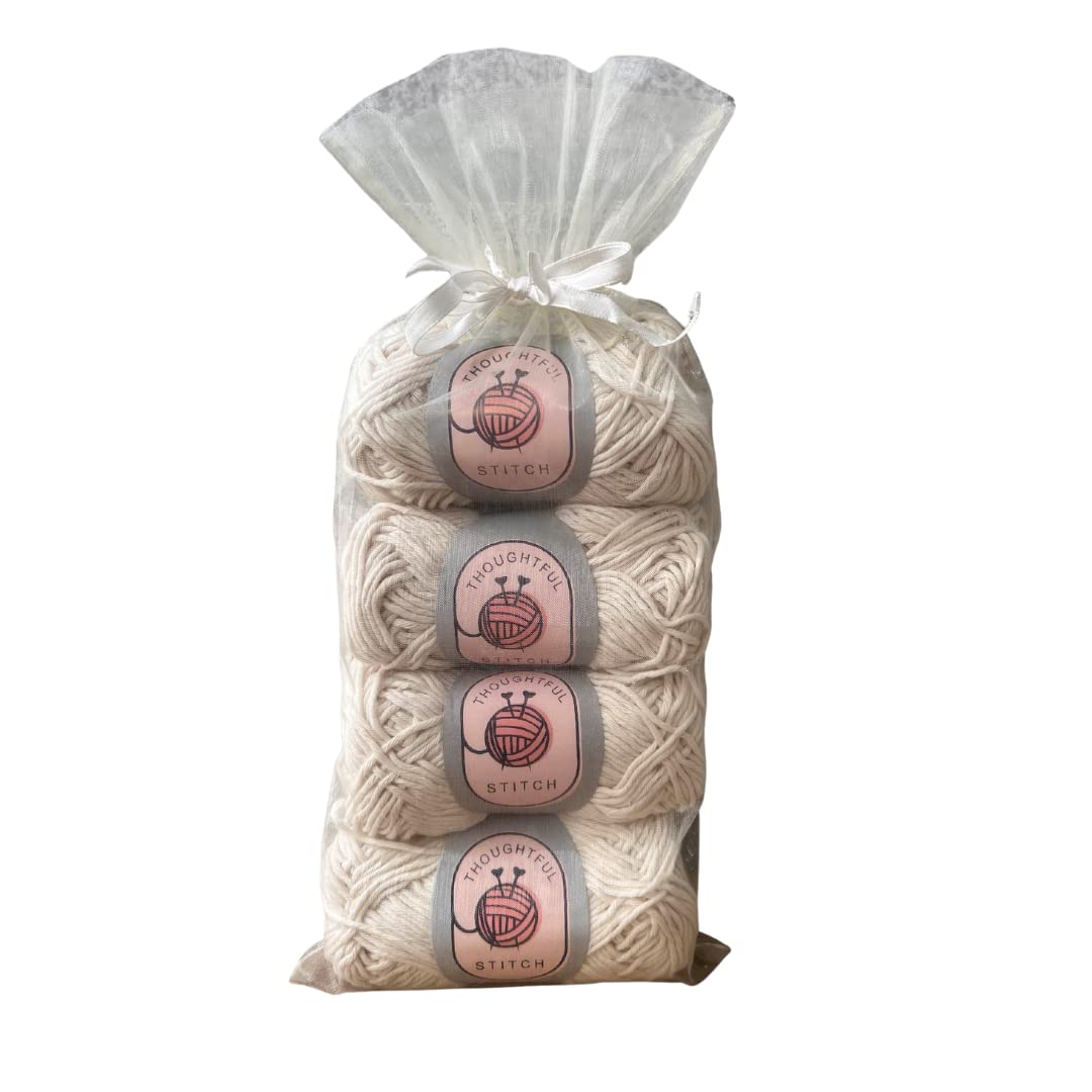Cotton Yarn for Crocheting (Pack of 4) - 75g Soft & Durable Amigurumi Yarn, Knitting Yarn for Crocheting Sweaters, Dishcloth & DIY Projects, Perfect for Beginners & Experts, Machine Washable (White)
