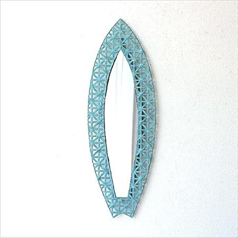 Amazon Co Jp 鏡 壁掛け ミラー おしゃれ 縦長 ウォールミラー レトロ ブルー シャビーなアイアンメッシュミラー Mty7575 ホーム キッチン