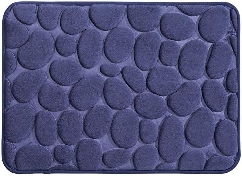 InterDesign Pebble Non-Slip Bathroom Rug Mat with Memory Foam - Small, 24" x 17", Navy