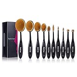 Duorime Makeup Brushes 10Pcs Toothbrush Design Oval Makeup Brush Tool with Silicone Makeup Sponge Set