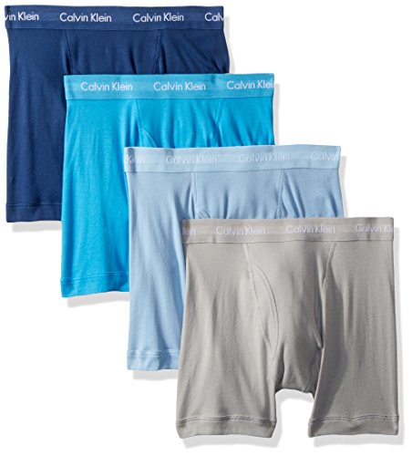 Calvin Klein Men's Cotton Classics Multipack Boxer Briefs, Gaze/Rapid Blue/Symphony/Clear Water, Large