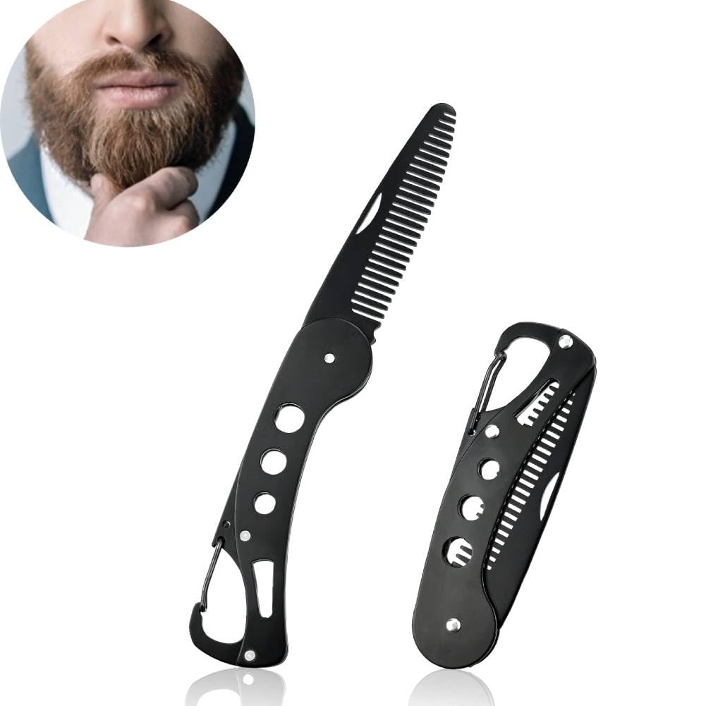 nobrands Beard Comb-Stainless Steel Foldable Portable Bottle Opener for Men