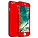 Jaorty 360 Full Body Protection Hard Slim Case Coated Non Slip Matte Surface + Tempered Glass Screen Protector for iPhone 6s / 6 (4.7-inch) - Red
