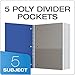 Oxford Spiral Notebooks, 5 Subject, College Ruled Paper, Durable Plastic Cover, 200 Sheets, 5 Divider Pockets, 2 per Pack (10388)
