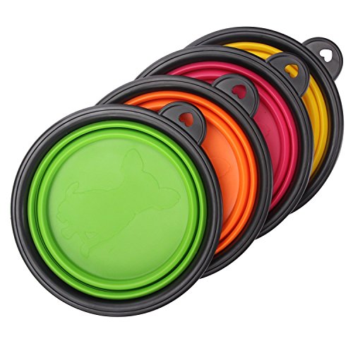 image for PetBonus 4-Pack Silicone Collapsible Dog Bowls, BPA Free and Dishwashe