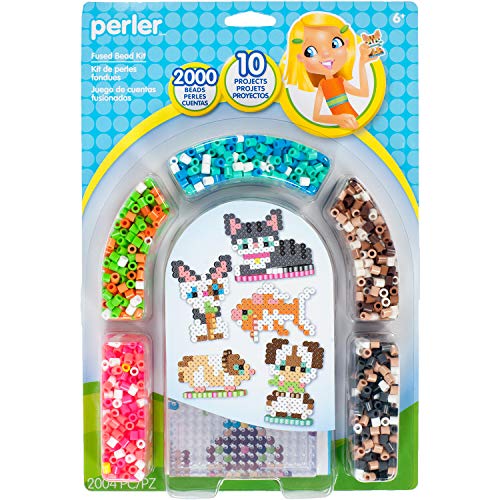 Perler 80-63077 3D Pets Fuse Bead Kit, 2004pc, 10 Patterns, Multicolor