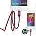 Cacoy Double Braided Nylon Lightning to USB Cable with Leather Strap, MFi Certified iPhone Charger for iPhone iPad, Red and Black, 10 Foot