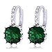 GULICX Women's Jewelry Emerald Color Green Cubic Zirconia Huggy Huggie Hoop Earrings Pierced