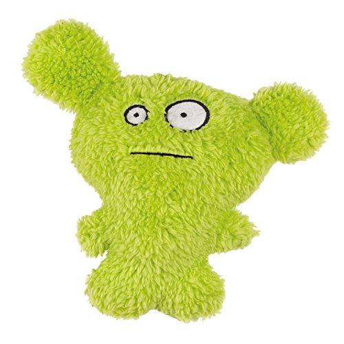 Grriggles Furzies Plush Dog Toy with Squeaker, 6-Inch, Green