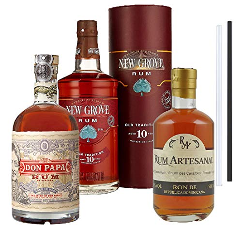 Don Papa Rum, New Grove Rum, RA Ron de Republica Dominicana Rum - 3er Rum Set | Rum aus Philipines, Mauritius, Dom.-Rep…