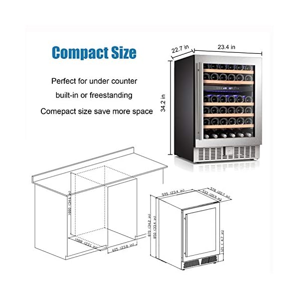 Antarctic-Star-24-Wine-Cooler-Beverage-Refrigerator-Beer-Mini-Fridge-46-Bottles-Dual-Zone-Built-in-Freestanding-Stainless-Steel-Double-Layer-Tempered-Digital-Temperature-Memory-Function-Glass-Door