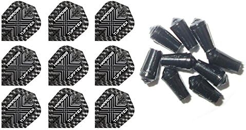 3 Sets of Harrows Tufftex Standard Dart Flights plus 3 Sets of Black Nylon Dart Flight Protectors (Black)