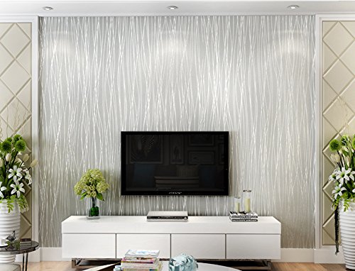 image for MQYH@ Modern Simple Wallpaper Non-Woven Solid Color Striped Waterproof