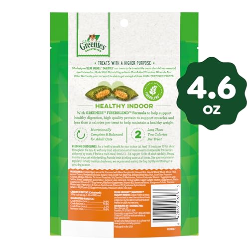 GREENIES FELINE SMARTBITES, CAT TREATS HEALTHY RECIPE, INDOOR CAT TREATS, CHICKEN FLAVOR, 4.6 OZ. PACK