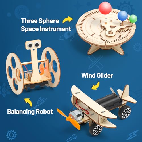 STEM Toys Age 8 9 10 11 12 13 14, Science Experiments for Kids, Science Kits for Kids, Wooden Engineering Kits, Electronics Kit for Kid, Activity Toys Gifts for 8 9 10 11 12 13 14 Year Old Boys