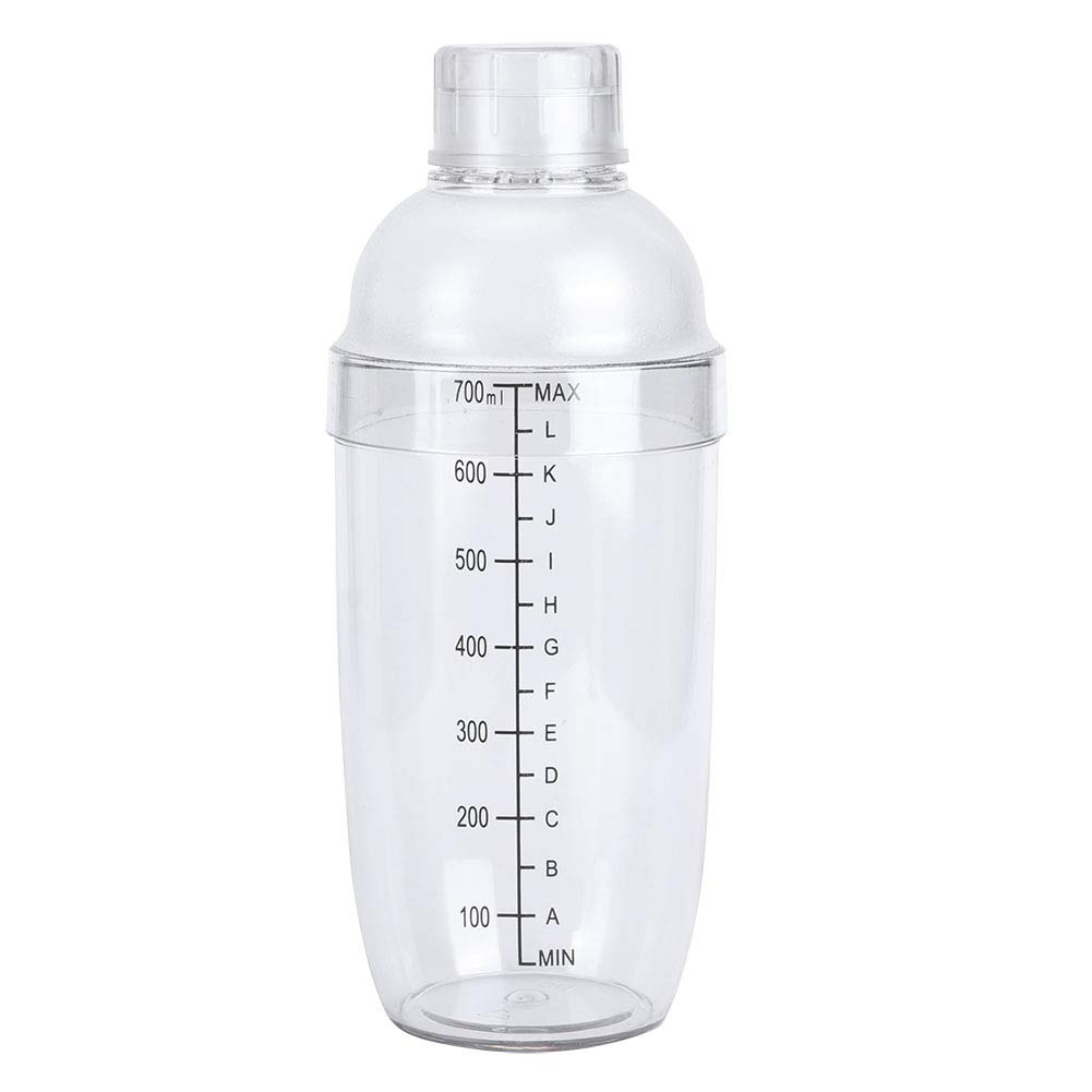Cocktail Shaker with Scale, Drink Shaker Cocktail Plastic Resin Cocktail Mixer Bottles, Coffee Shaker Transparent Cocktail Maker for Home Bar Milk Tea Shop Party Coffee Shop Restaurant (700ml)