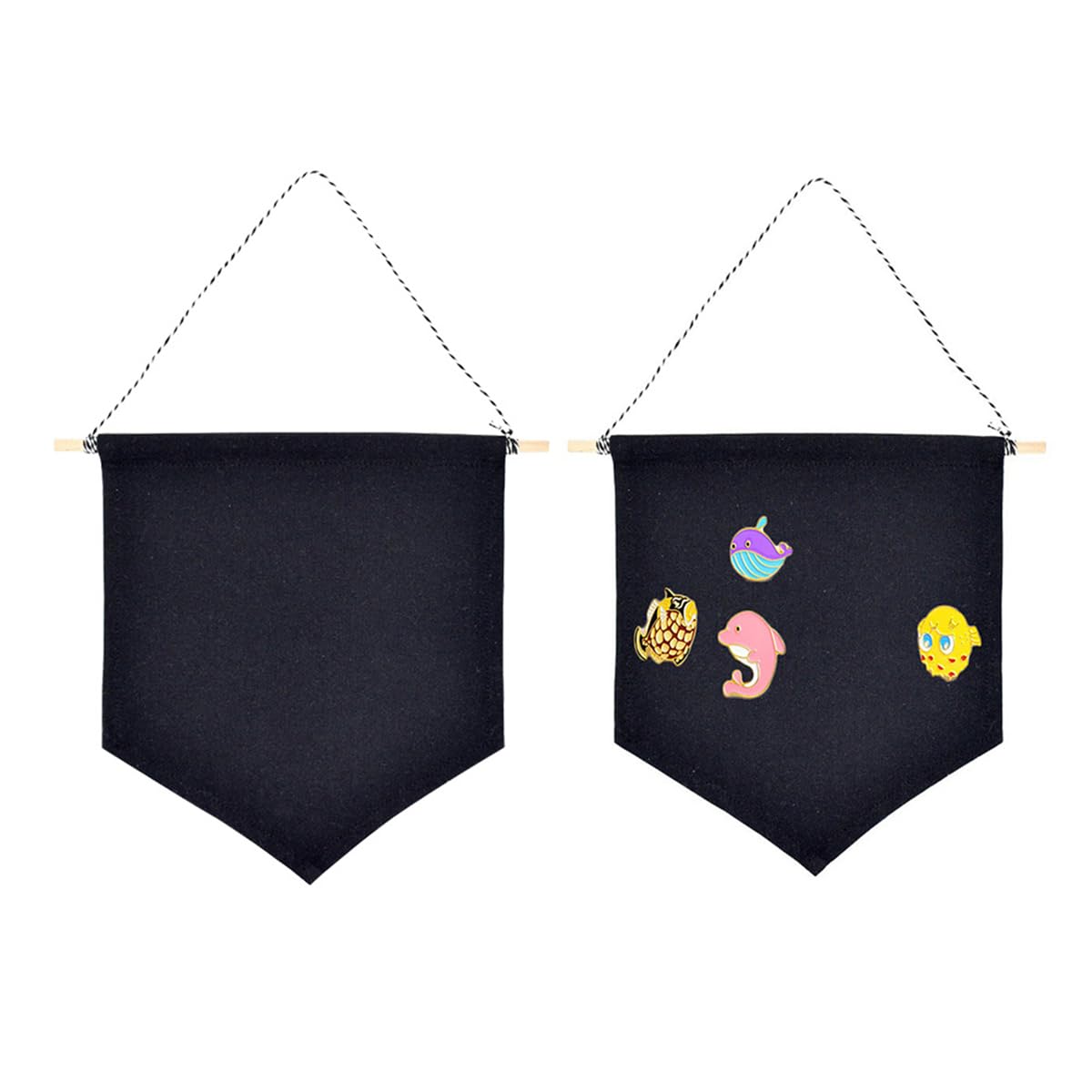 Pin Badge Display - 2Pcs Canvas Banner Frame Enamel Pin Badge Display Canvas Wall Banner Black, Size