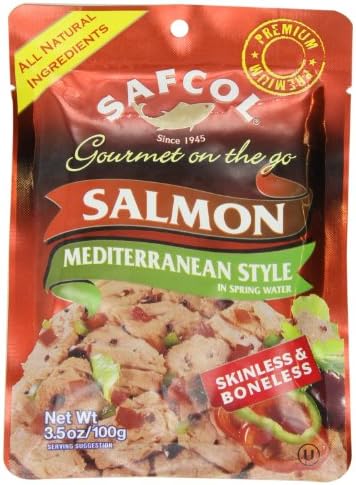 SAFCOL Gourmet on the Go Chunk Salmon Mediterranean Style, 3.5-Ounce Pouches (Pack of 12)