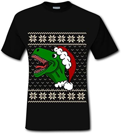 Santa T-Rex Christmas Printing Adult Mens Short Sleeve Tee T-Shirt