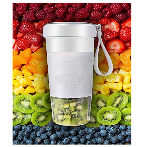 Portable Blender, Personal Size Blender for Shakes and Smoothies - Four Blades 14 oz Small Blender Fruit Juicer Mixer - USB Rechargeable for Outdoor Travel Home Office (White)