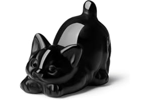 NUKAYAI Black Cat Statue Obsidian Crystal Cat Carved Room Decor Figurines for Office Lazy Sculpture Handcrafted Healing Stone Desk Cute Natural Decoration Gemstones Gifts for Cat Lovers