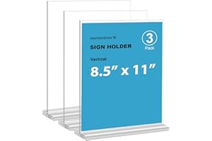 newnewshow 8.5x11 Acrylic Sign Holder 3 Pack Vertical Double-Sided Display (Optional 8.5x11 8.5x5.5 5x7 Horizontal and Vertical)