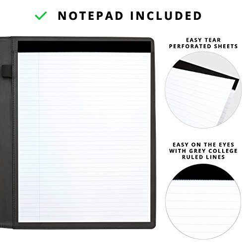 Padfolio de Papercode - Best Slim Portfolio & Organizer for Strong Impressions in Business Meetings & Interviews - Modern Saffiano Faux Leather w/ Innovative Slip Folder for iPad - BONUS Card Booklet - Thumbnail 4