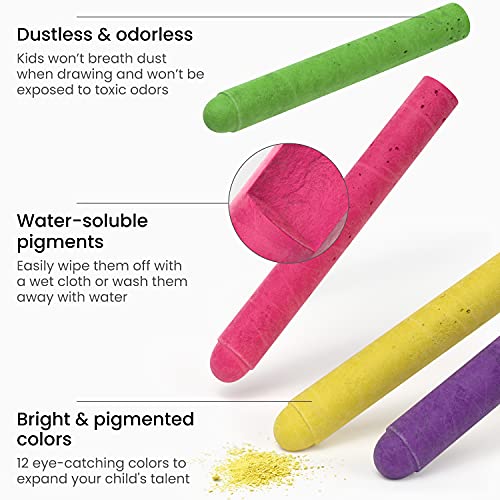 Arteza Kids Colored Chalkboard Chalk, Set of 12, Washable Dustless