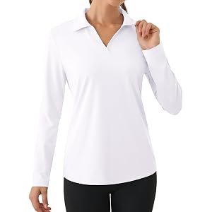 3rd hill Women's Long Sleeve Shirts UPF 50+ Sun Shirts Quick Dry Golf Polo V Neck Tennis Hiking Athletic Tops S-XXL