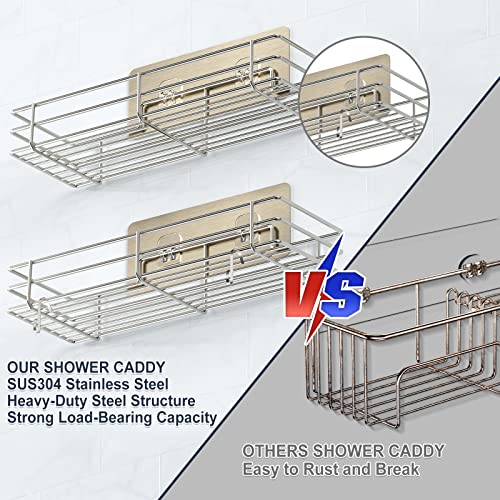 Shower Caddy Bathroom Organizer Shelf 3PCS with Soap Holder, Adhesive Shower Shelf, Caddy Basket Shelves with Hooks, Rustproof 304 Stainless Steel Shower Organizers and Storage Rack for Kitchen