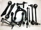 PartsW 14 Piece Complete Suspension Kit Front Lower & Upper Control Arm, Inner Outer Tie Rod Ends, Sway Bar Link Lower Ball Joints (Adjustable) Only RWD